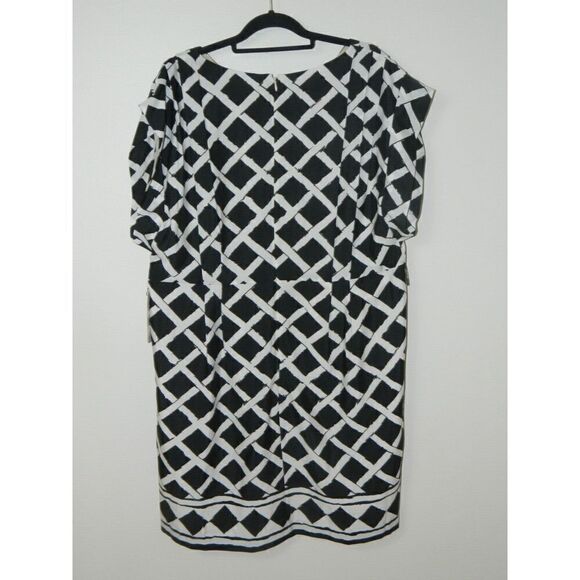 ELIZA J Dress Women's Size 18W Black‎ White Diamond Sheath Dress - Picture 3 of 13